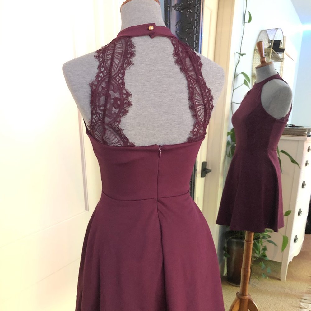 Lulus Plum Purple Lace Skater Dress